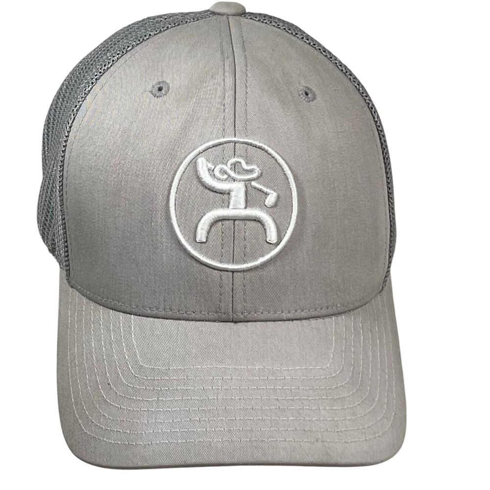Hooey Embroidery Western Swing Cowboy Golf Trucker Hat Beige/Gray Mesh Snapback